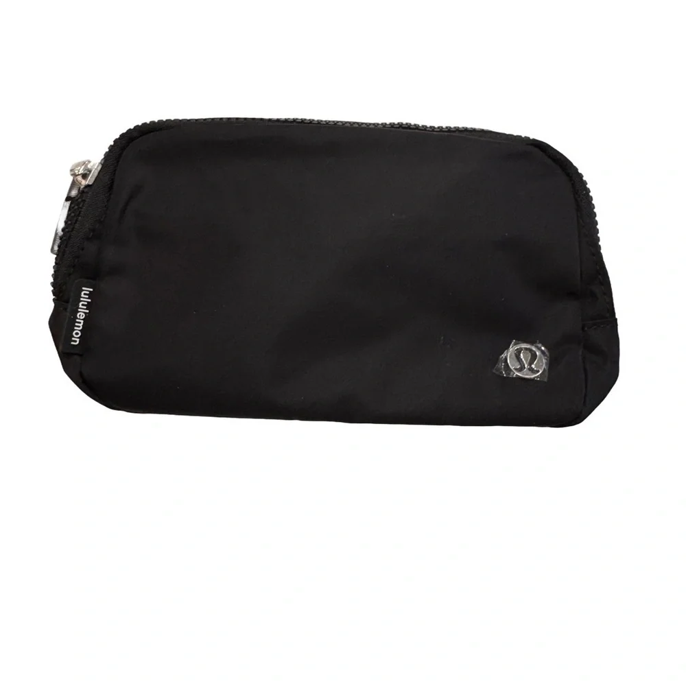 NEW LULULEMON Everywhere Belt Bag Black NWT Silver Hardware Dual Zip Pulls